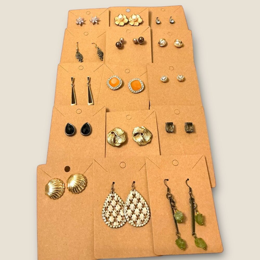 Bulk Lot Of 15 Pairs Of Vintage-Style Earrings - Studs & Dangle Designs